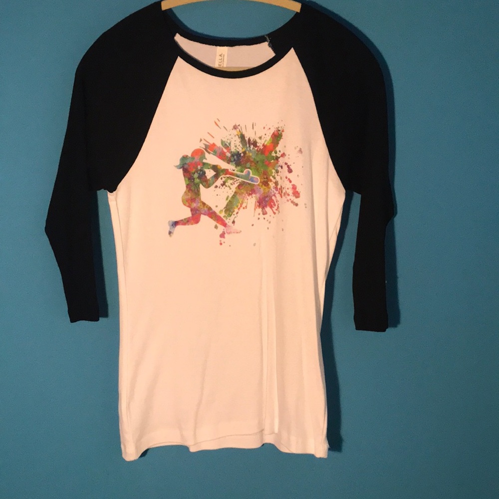 Black and White T-shirt with Softball Logo